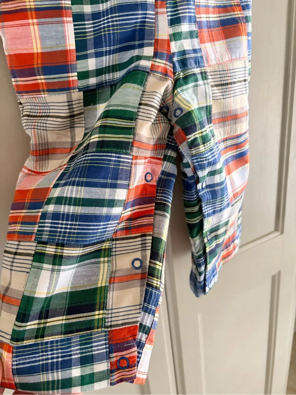 Kelly’s Kids Madras Plaid Patchwork Jon Jon Jumper w/Giraffe Appliqué | Size 2T